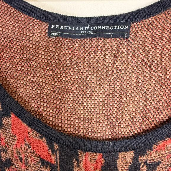 Peruvian Connection Jacquard Knit Maxi Dress Size Large Floral Print Stretch - Picture 5 of 6